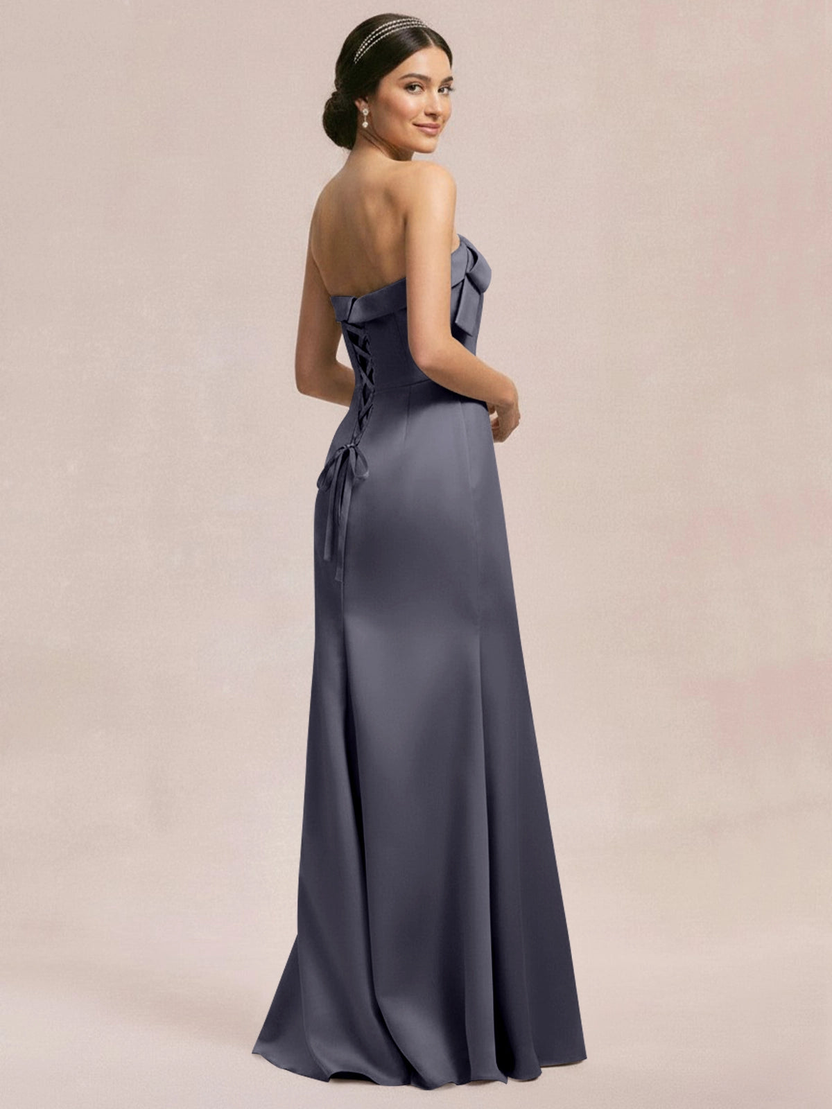 Satin Bow Accent Bridesmaid Dress 