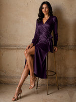 Silk-like Mother of the Bride Dress with Self-Tie Sash 