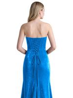 Velvet Prom Dress with Beaded Applique 