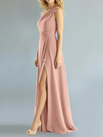 One-Shoulder Bridesmaid Dress with Slit
