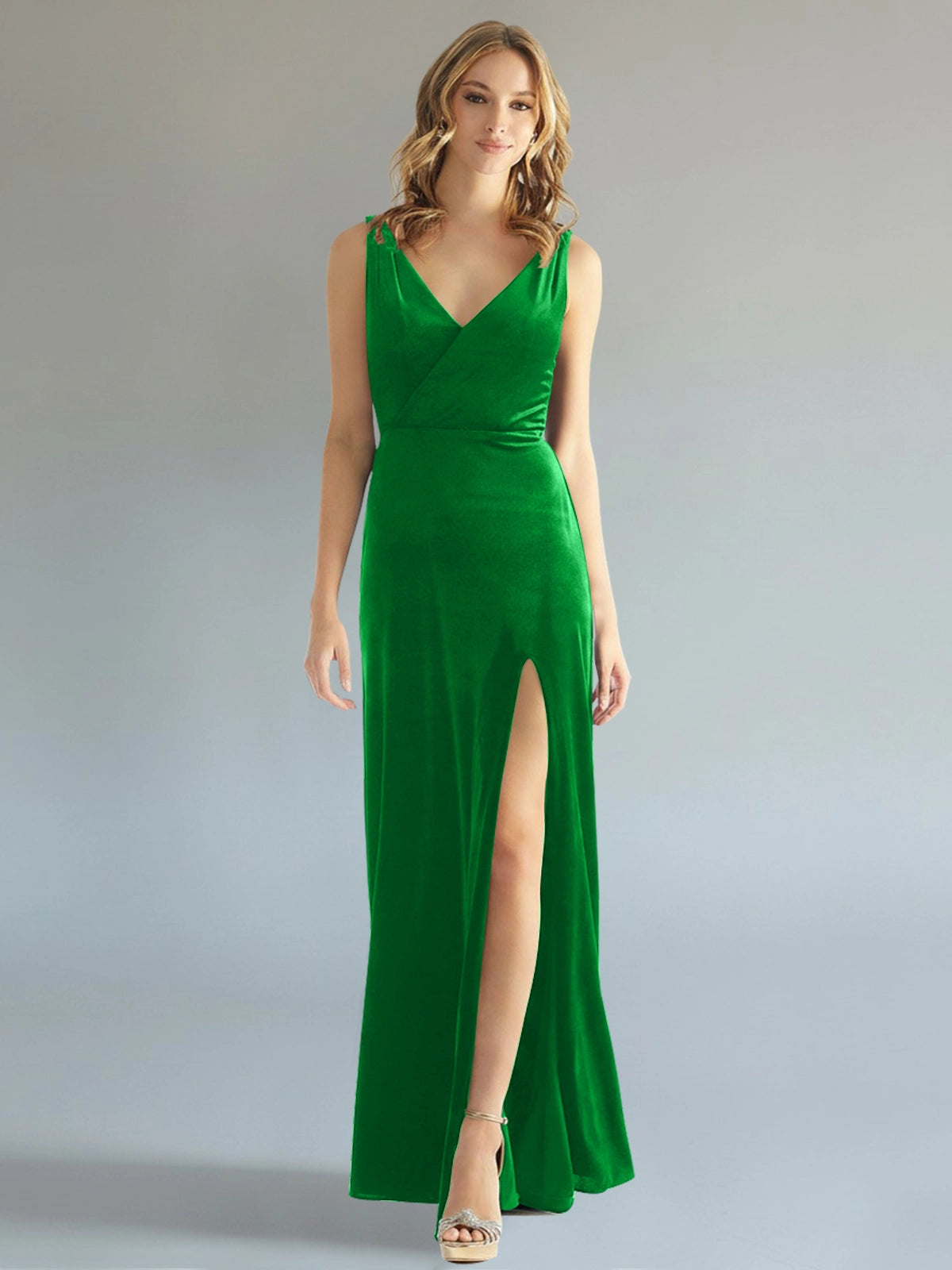 Velvet Bridesmaid Dress with Slit 