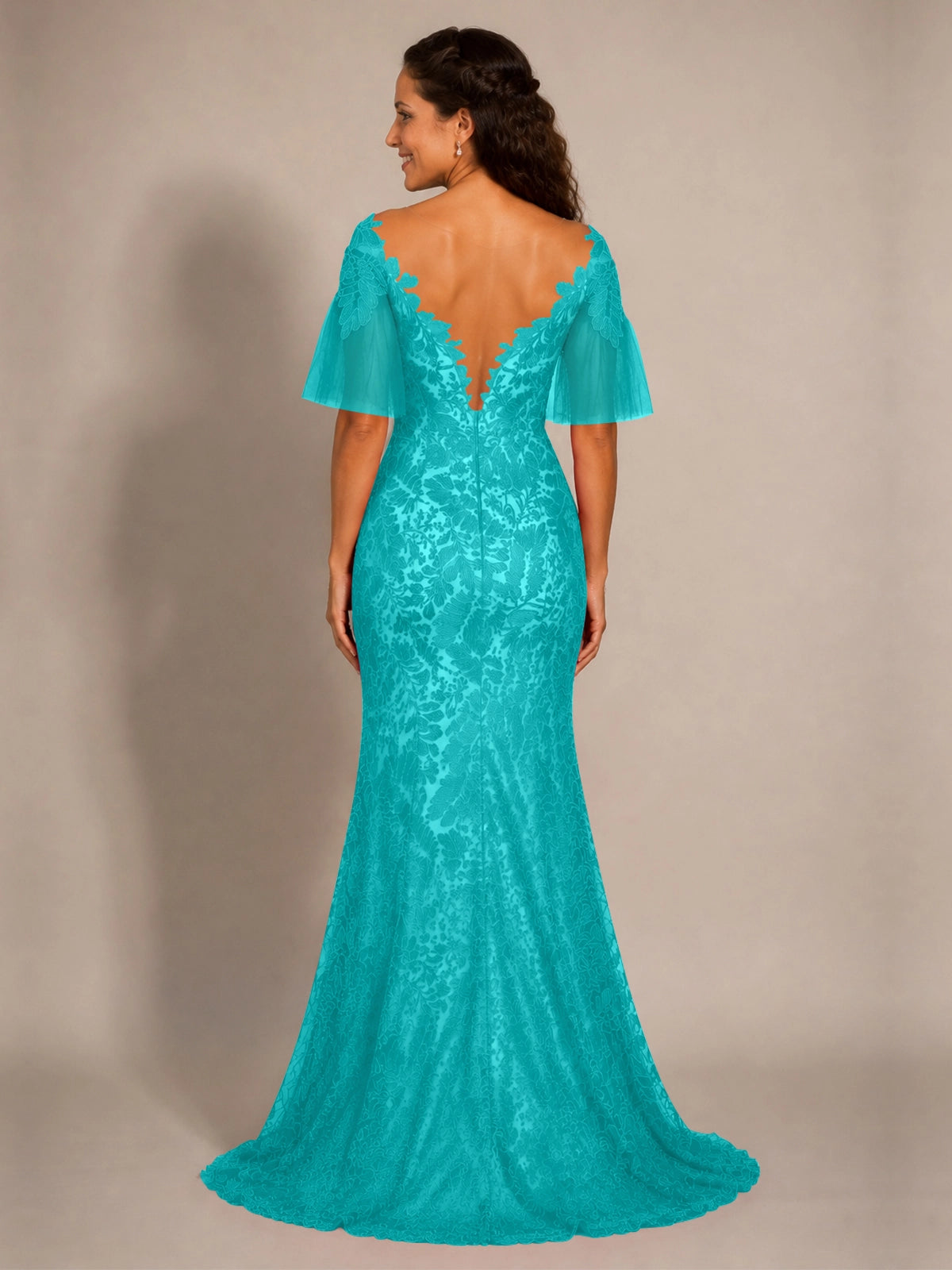 Mermaid Mother of the Bride Dress with V-neck 