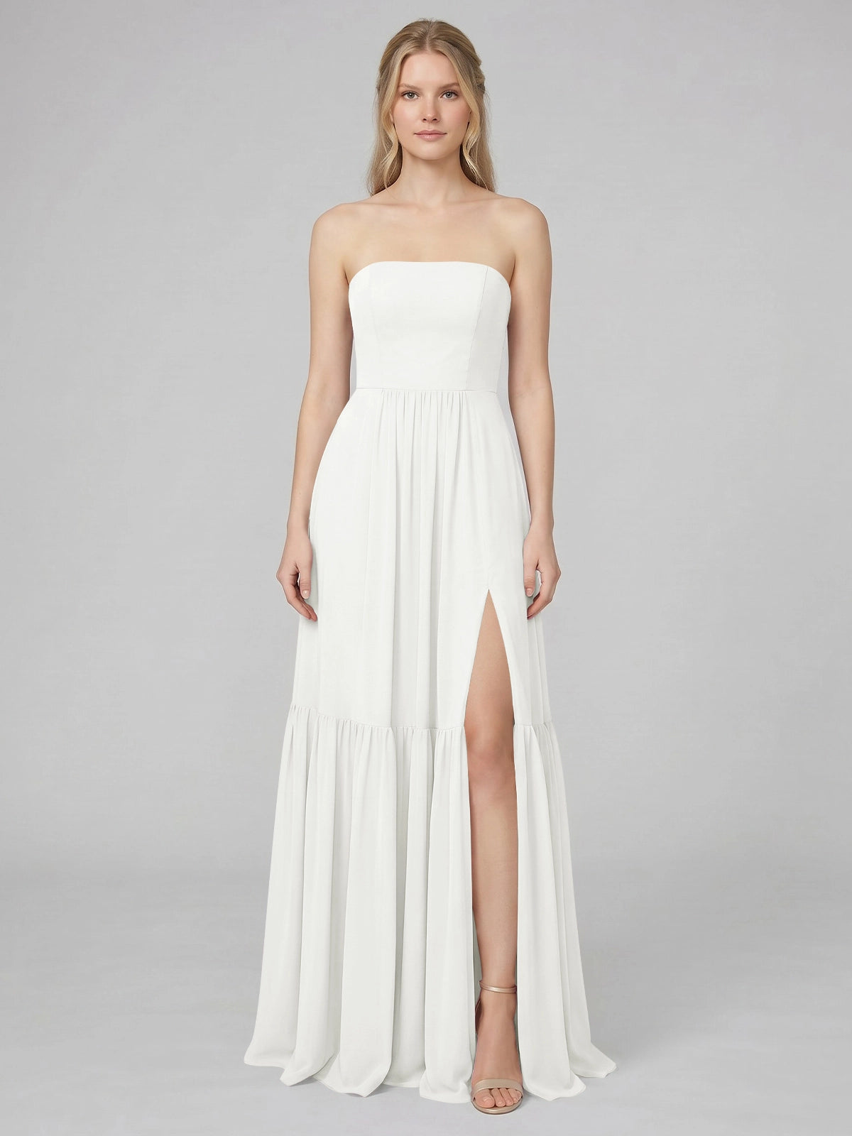 Strapless Bridesmaid Dress with Slit 