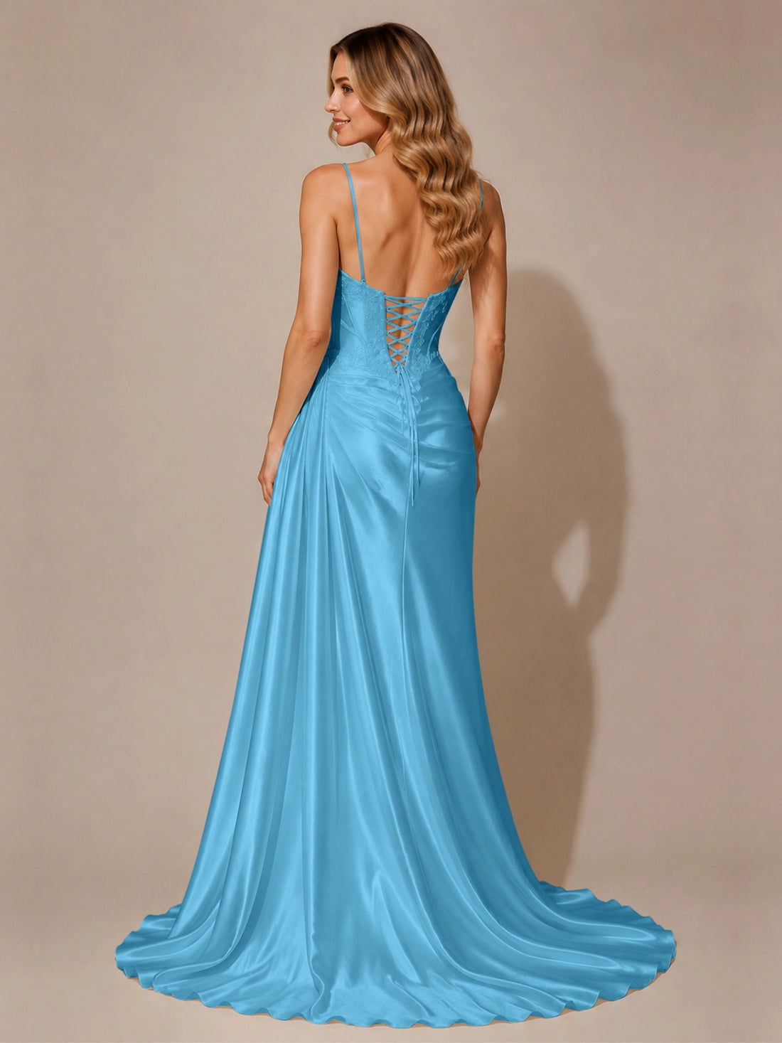 Silk-like Prom Dress with Appliques