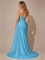 Silk-like Prom Dress with Appliques