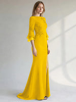 Chiffon Mother of the Bride Dress with 3/4 Sleeves