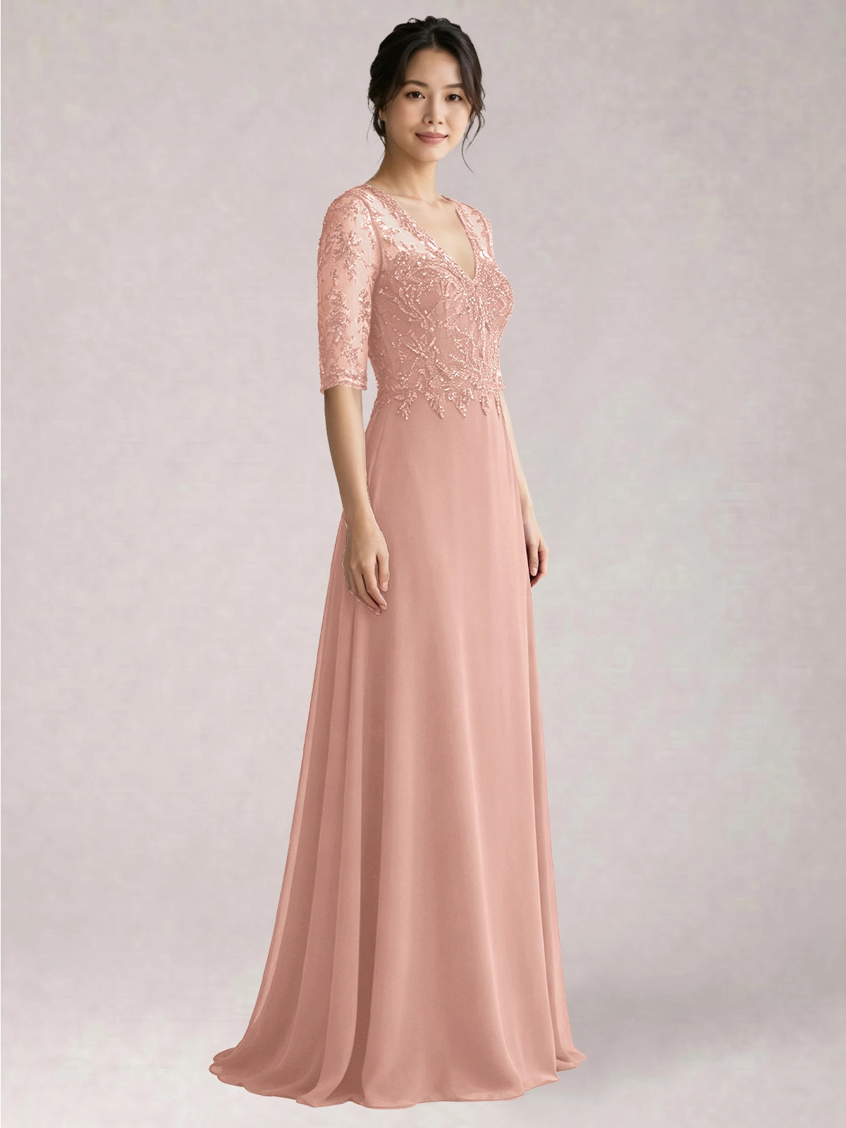 Lace Mother of the Bride Dress with Half Sleeves