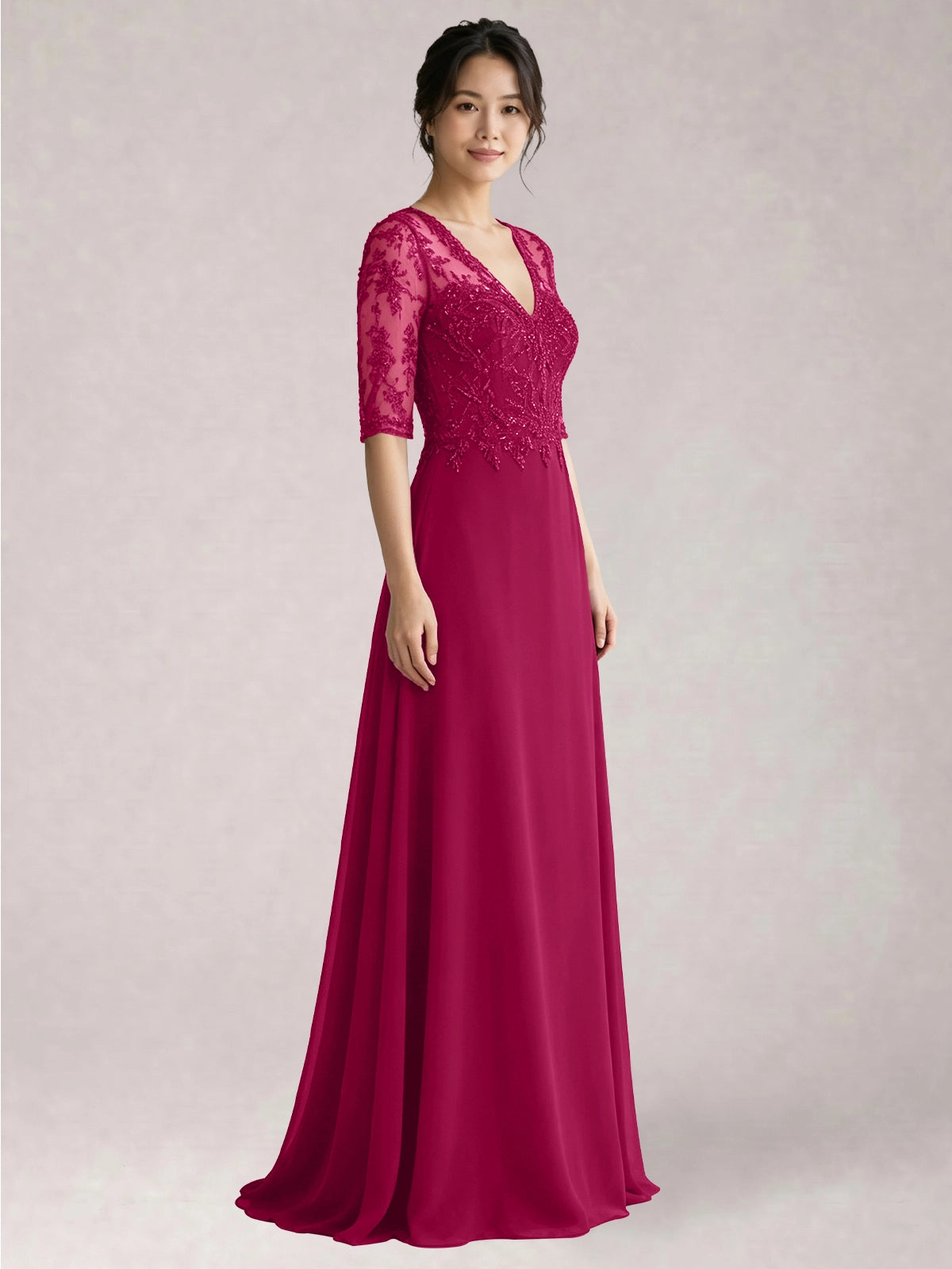 Lace Mother of the Bride Dress with Half Sleeves