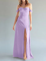 Off-the-Shoulder Slit Bridesmaid Dress 