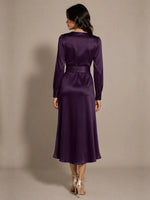 Silk-like Mother of the Bride Dress with Self-Tie Sash 