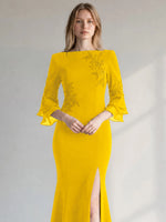 Chiffon Mother of the Bride Dress with 3/4 Sleeves