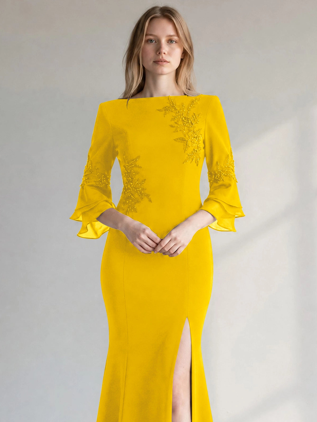 Chiffon Mother of the Bride Dress with 3/4 Sleeves