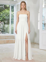 Strapless Bridesmaid Dress with Slit 