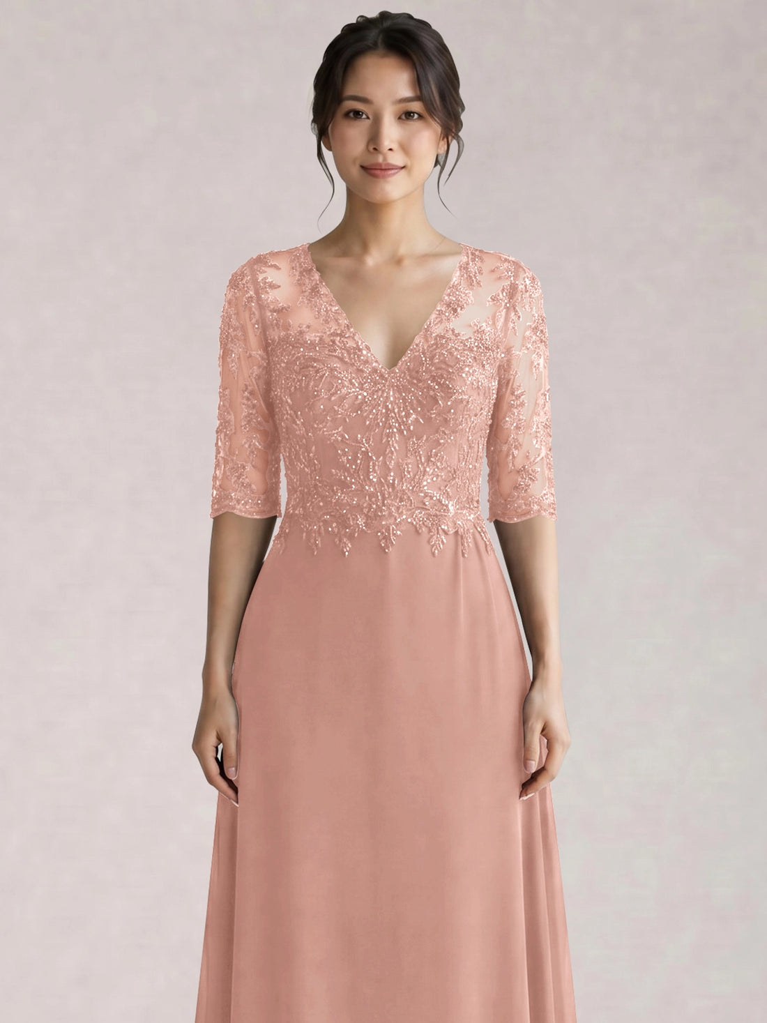 Lace Mother of the Bride Dress with Half Sleeves