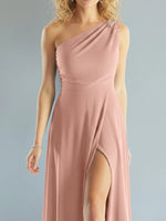 One-Shoulder Bridesmaid Dress with Slit