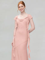 Flowy Ruffle Sheath Bridesmaid Dress 