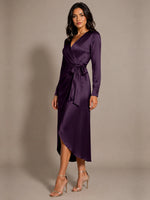 Silk-like Mother of the Bride Dress with Self-Tie Sash 