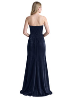 Velvet Prom Dress with Beaded Applique 
