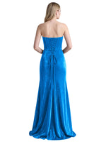 Velvet Prom Dress with Beaded Applique 