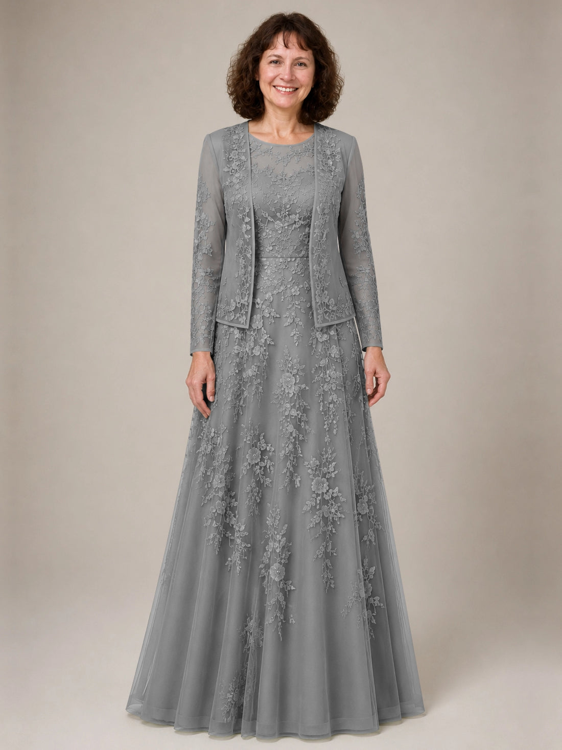 A-line Mother of the Bride Dress with Lace 