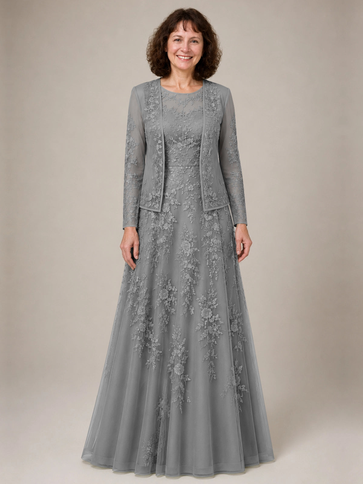 A-line Mother of the Bride Dress with Lace 