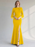 Chiffon Mother of the Bride Dress with 3/4 Sleeves