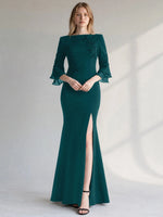 Chiffon Mother of the Bride Dress with 3/4 Sleeves