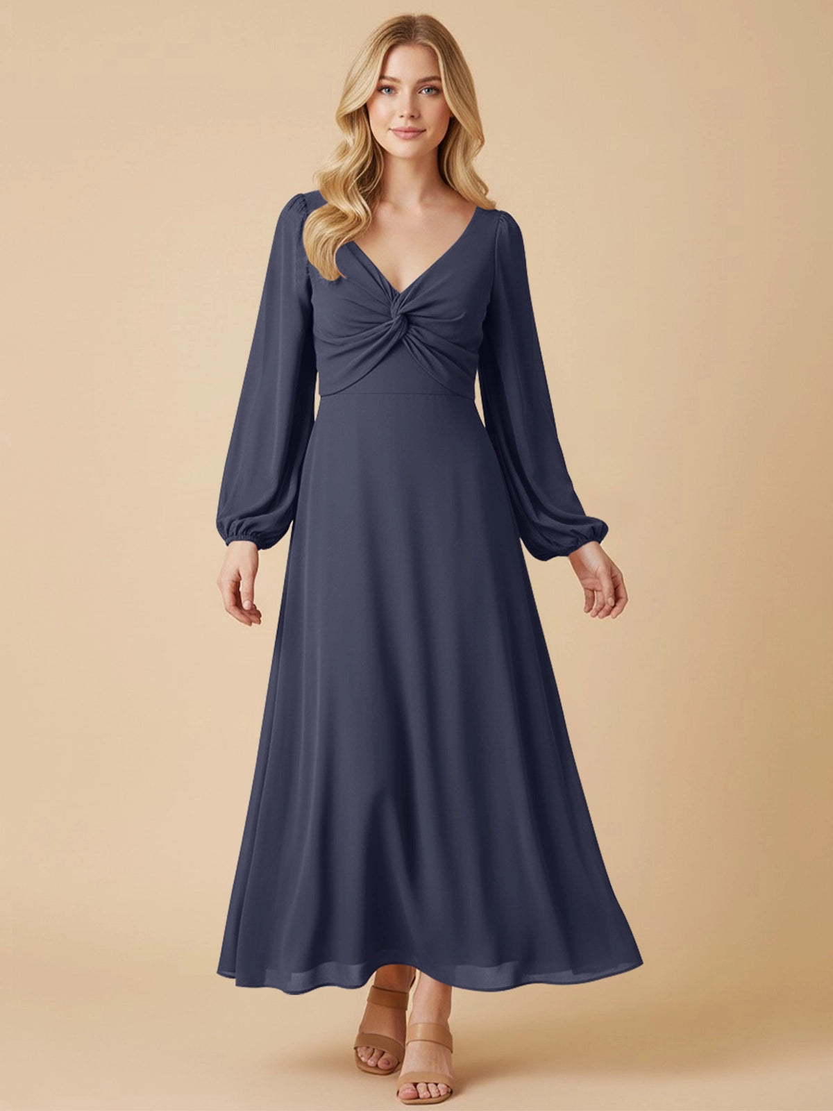 A-line Bridesmaid Dress with Long Sleeves 