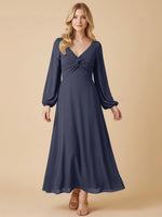 A-line Bridesmaid Dress with Long Sleeves 