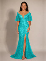 Mermaid Mother of the Bride Dress with V-neck 