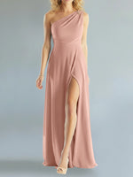 One-Shoulder Bridesmaid Dress with Slit