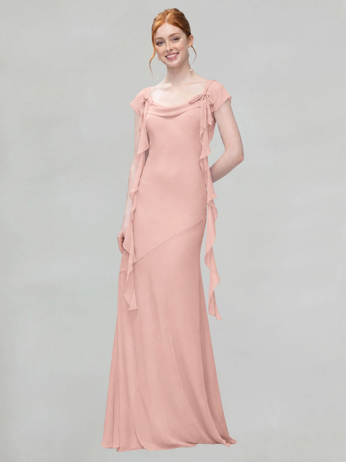 Flowy Ruffle Sheath Bridesmaid Dress 