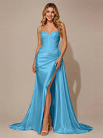 Silk-like Prom Dress with Appliques