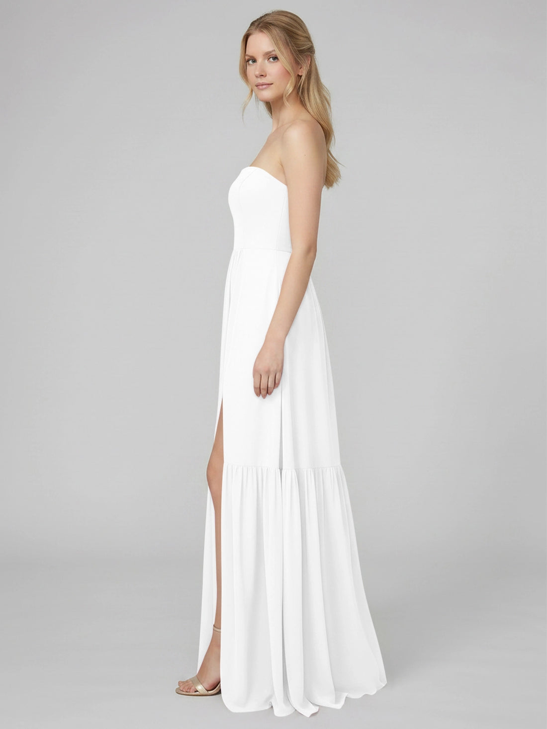 Strapless Bridesmaid Dress with Slit 