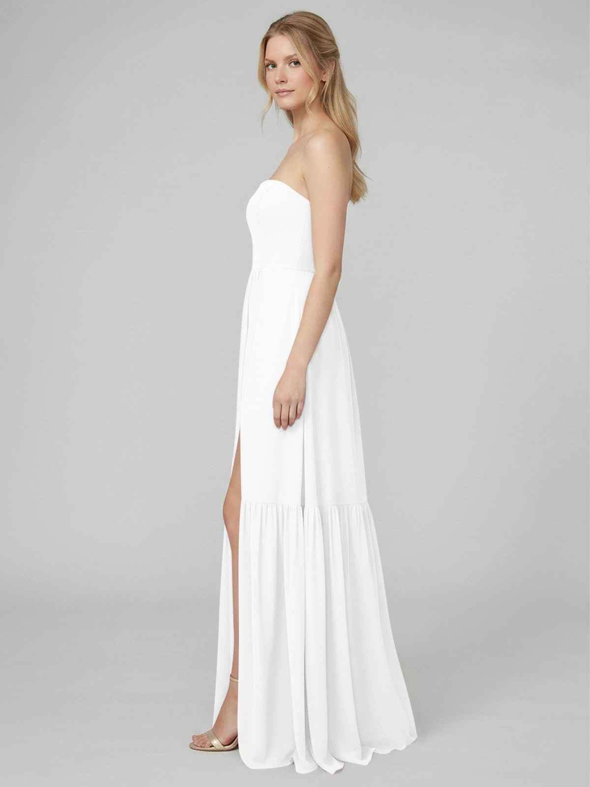 Strapless Bridesmaid Dress with Slit 