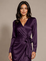 Silk-like Mother of the Bride Dress with Self-Tie Sash 