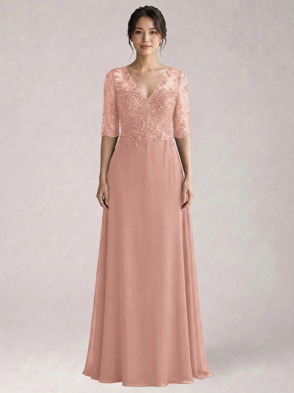 Lace Mother of the Bride Dress with Half Sleeves