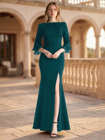 Chiffon Mother of the Bride Dress with 3/4 Sleeves
