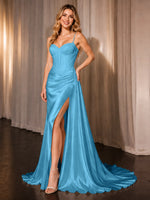 Silk-like Prom Dress with Appliques