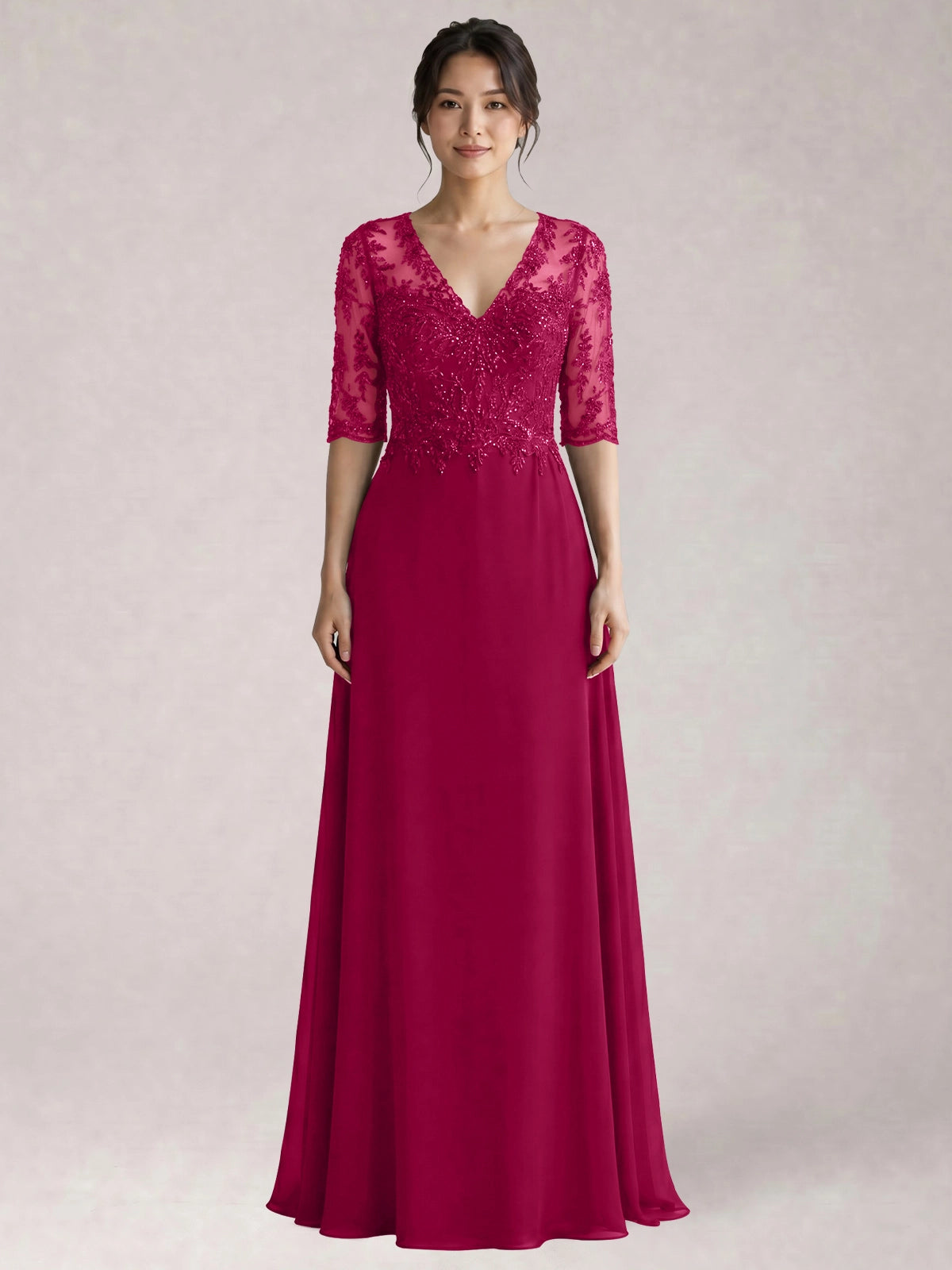 Lace Mother of the Bride Dress with Half Sleeves
