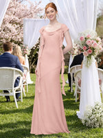 Flowy Ruffle Sheath Bridesmaid Dress 