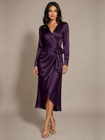 Silk-like Mother of the Bride Dress with Self-Tie Sash 