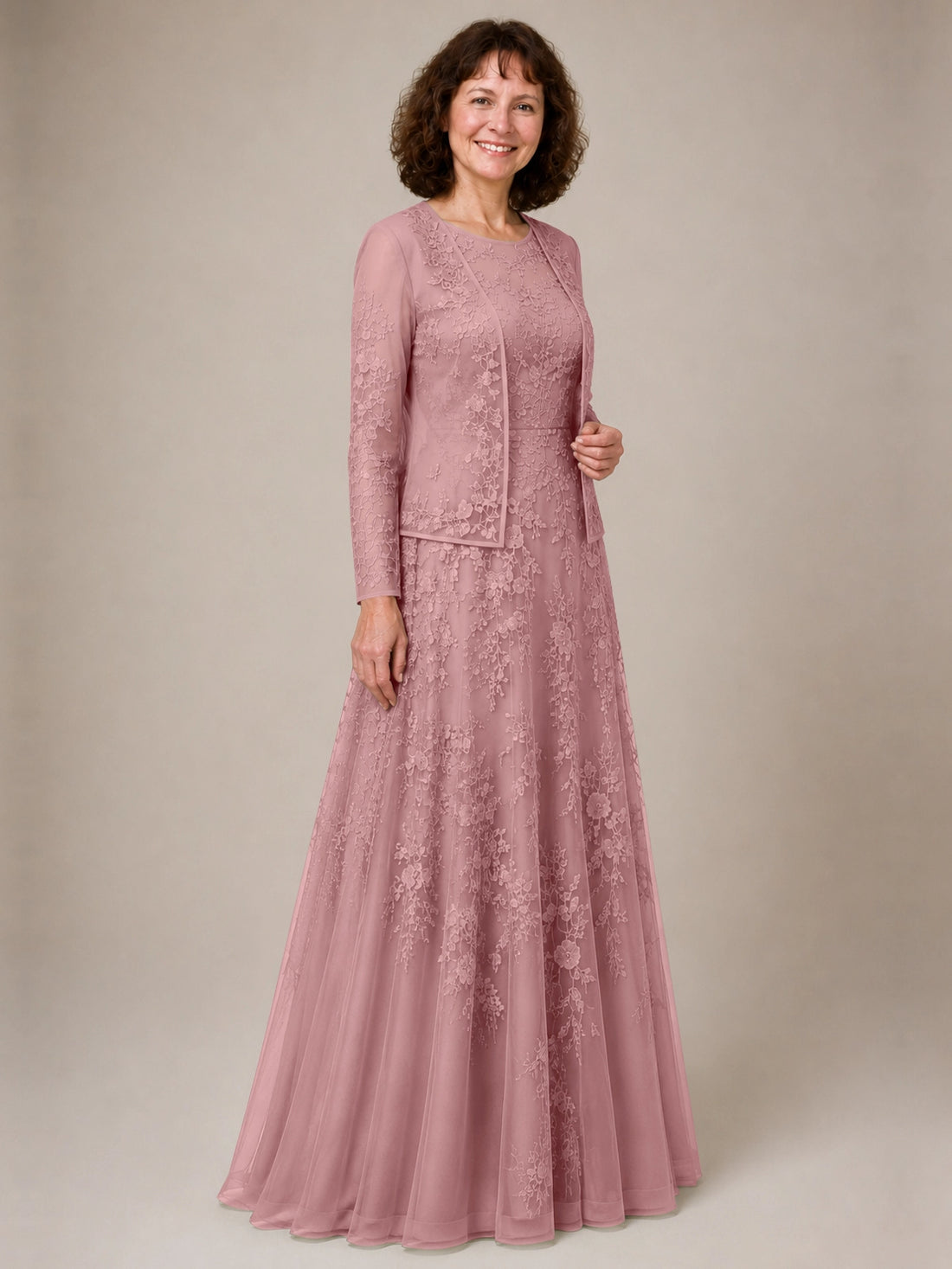 A-line Mother of the Bride Dress with Lace 