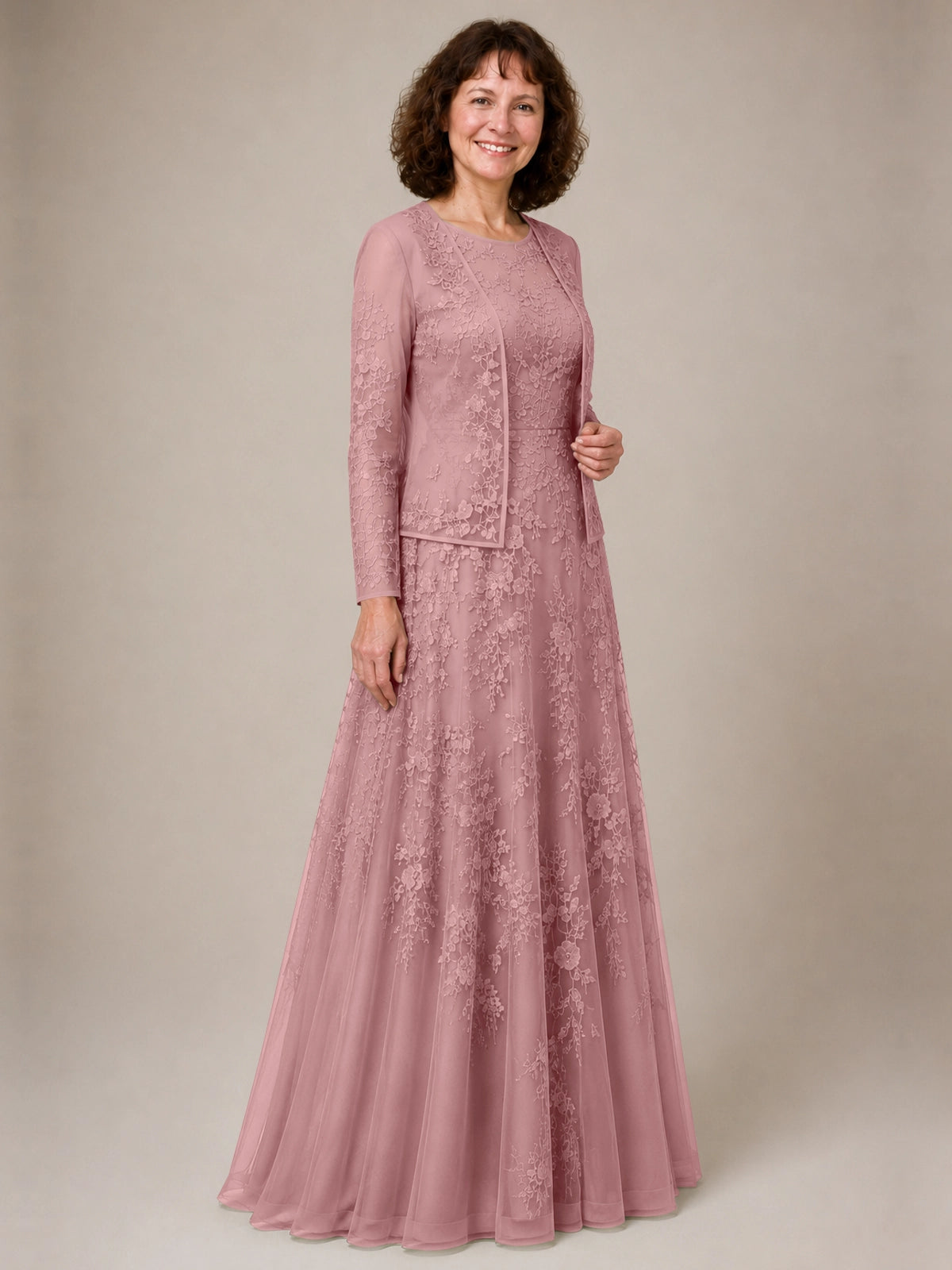 A-line Mother of the Bride Dress with Lace 