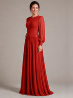 Chiffon Mother of the Bride Dress with Jewel Neckline 