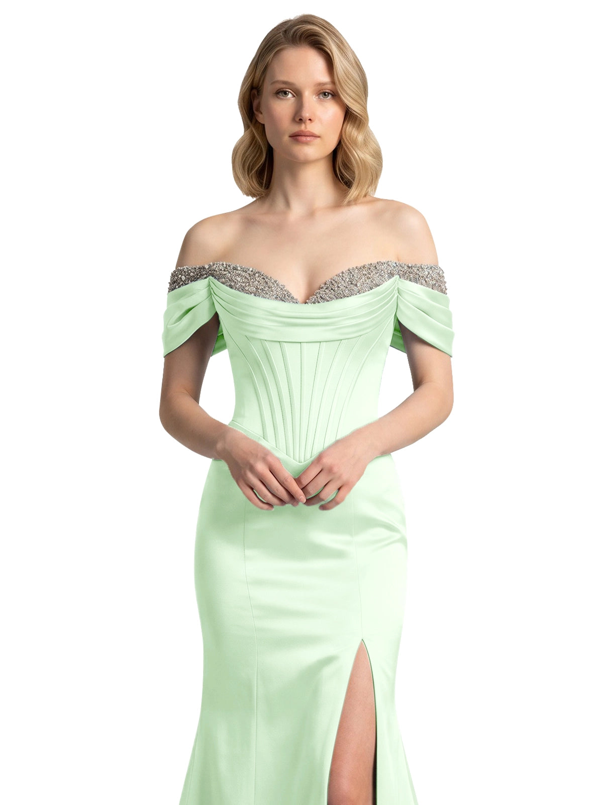 Corset Beaded Trumpet Prom Dress 