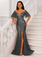 Mermaid Mother of the Bride Dress with V-neck 