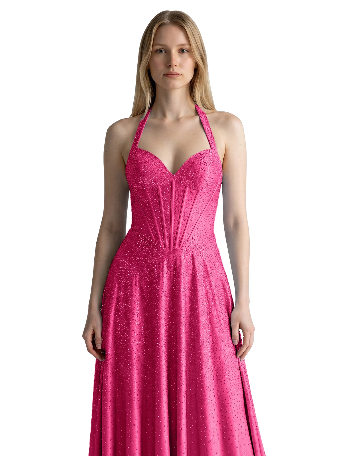 Halter Beaded Prom Dress 