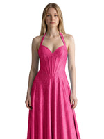 Halter Beaded Prom Dress 