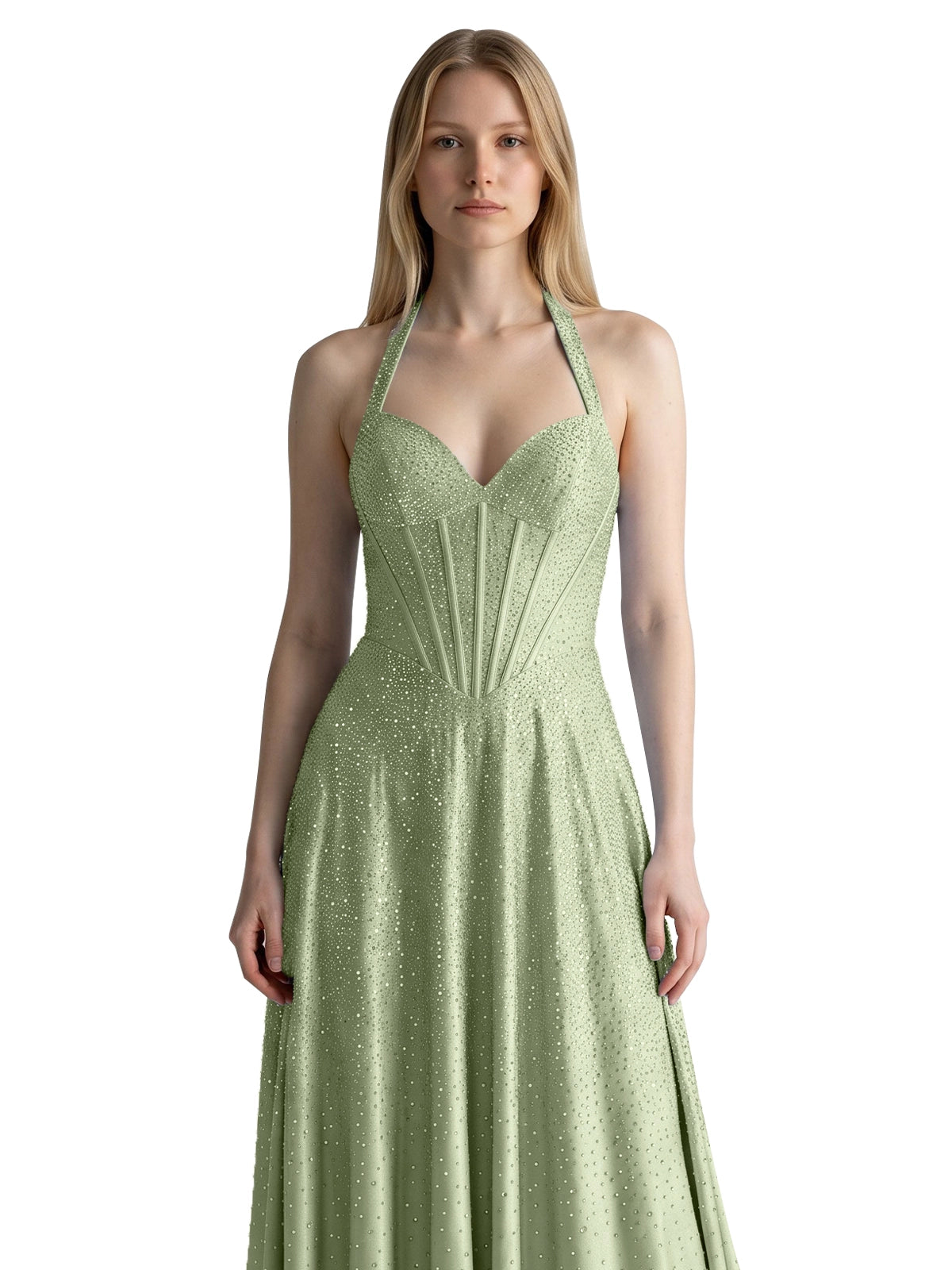 Halter Beaded Prom Dress 